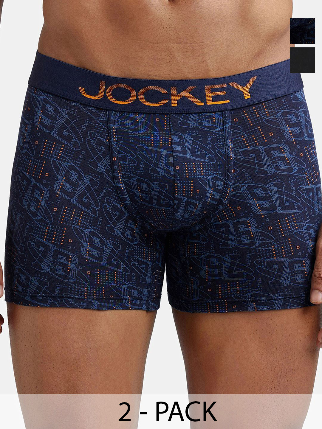

Jockey Pack Of 2 Printed Mid Rise Trunks 26205612-1-18618372-1, Navy blue