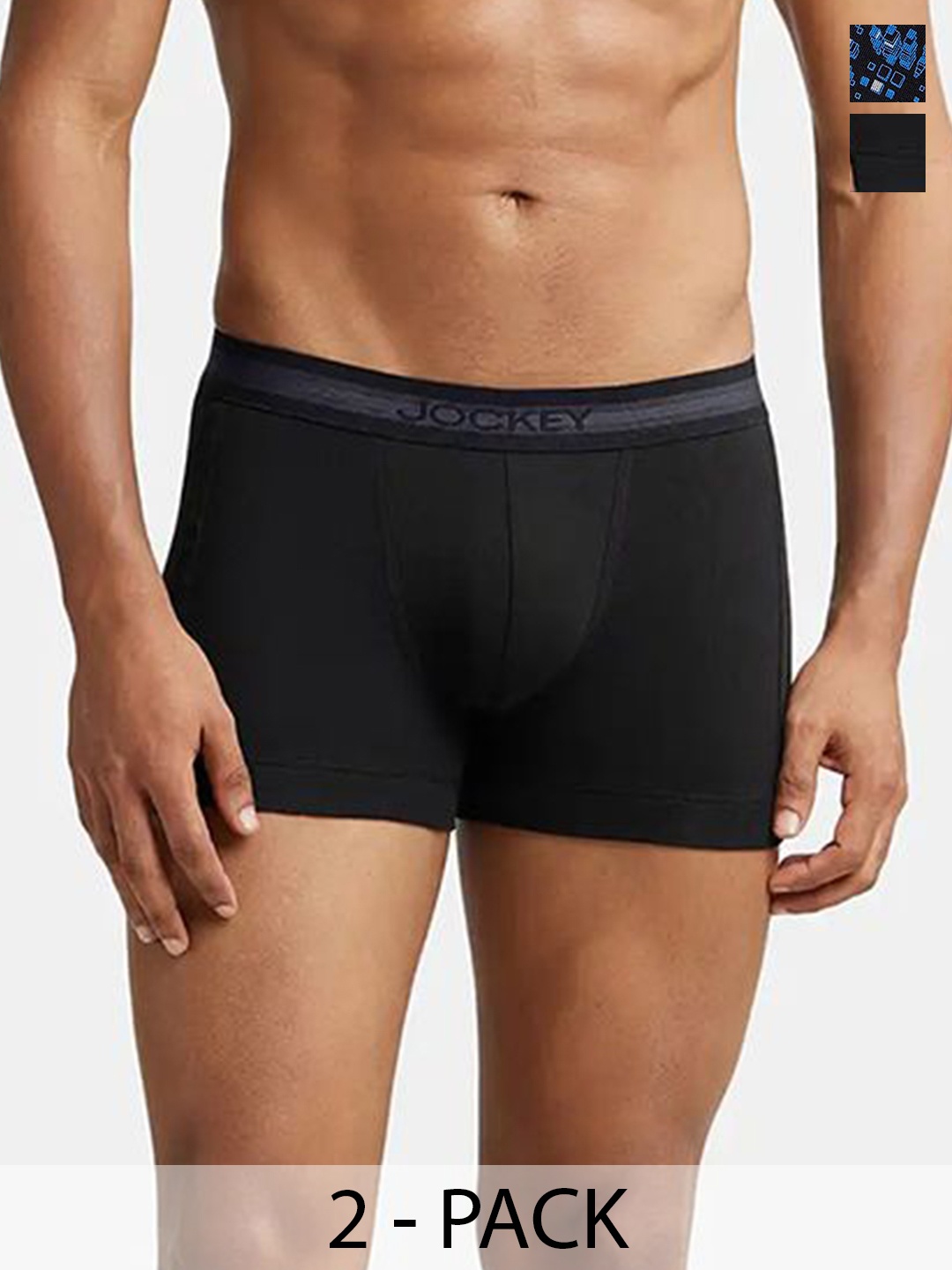

Jockey Pack of 2 Mid-Rise Outer Elastic Trunks 26205586-1-19636338-1, Black