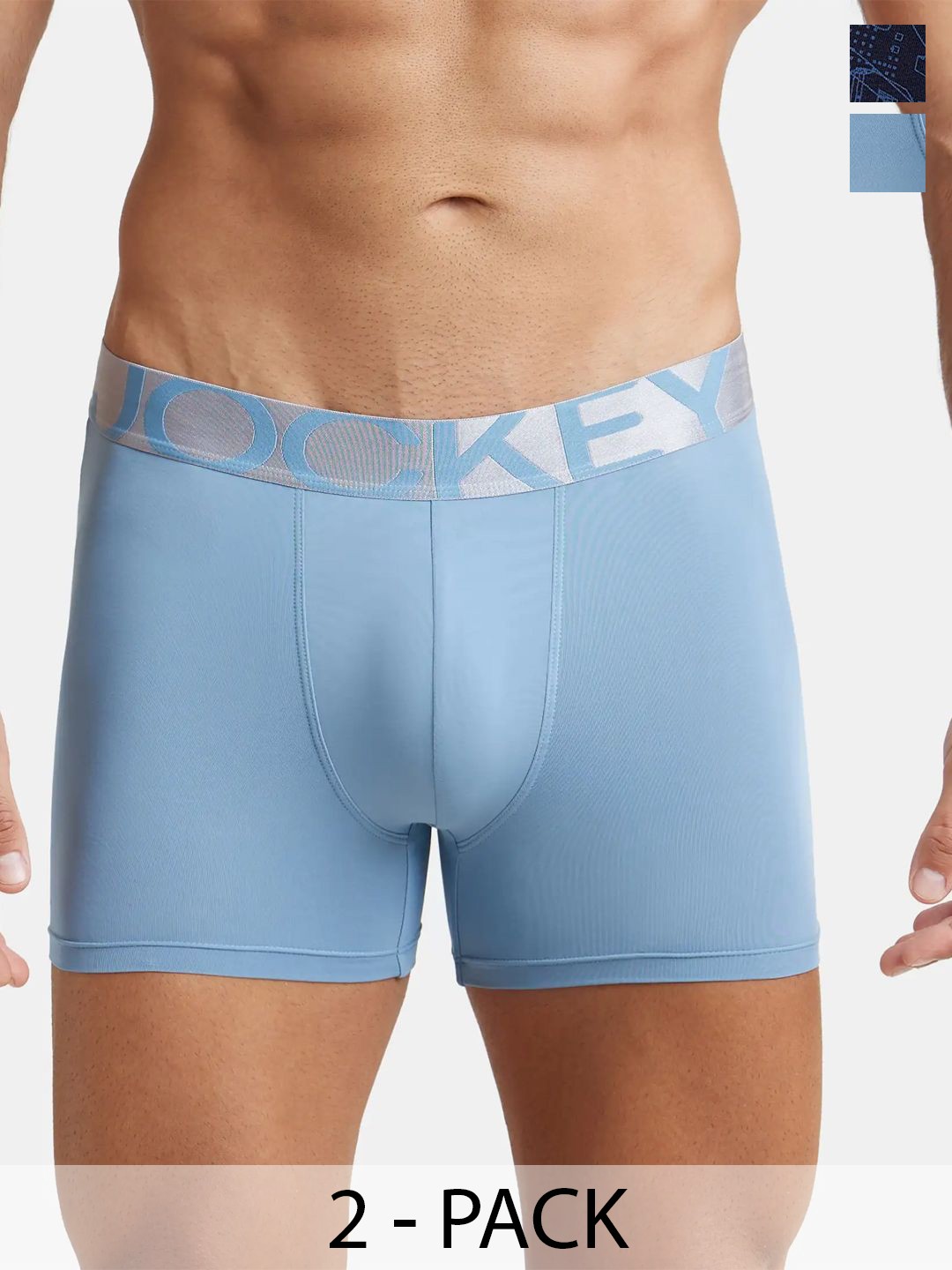 

Jockey Pack of 2 Mid-Rise Outer Elastic Trunks 26205612-1-22496222-1, Blue