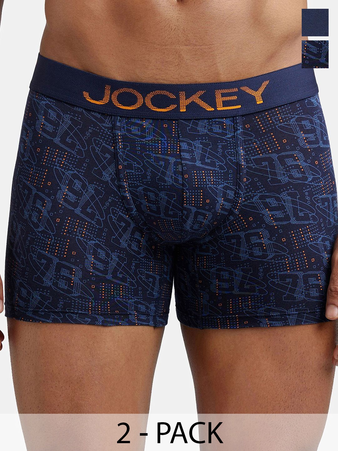 

Jockey Pack of 2 Printed Mid-Rise Outer Elastic Trunks 18618370-1-26205612-1, Navy blue