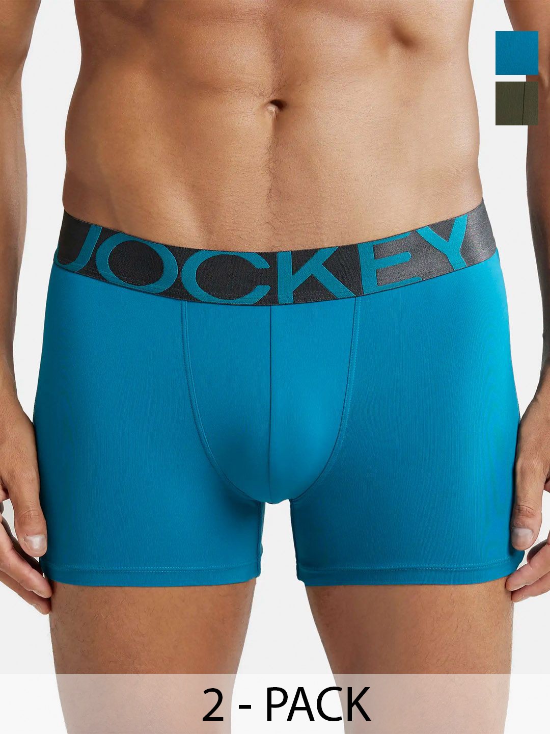 

Jockey Pack of 2 Mid-Rise Outer Elastic Trunks 11444276-1-11863578-1, Blue
