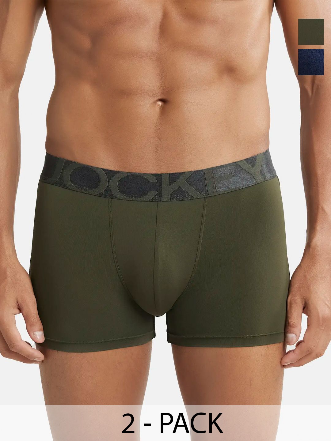 

Jockey Pack of 2 Mid-Rise Outer Elastic Trunks 13925724-1-11863578-1, Olive