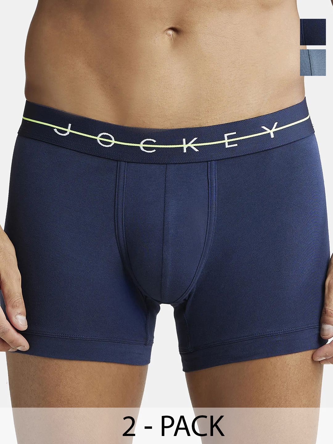 

Jockey Pack of 2 Mid-Rise Outer Elastic Trunks 15860740-1-18618370-1, Blue