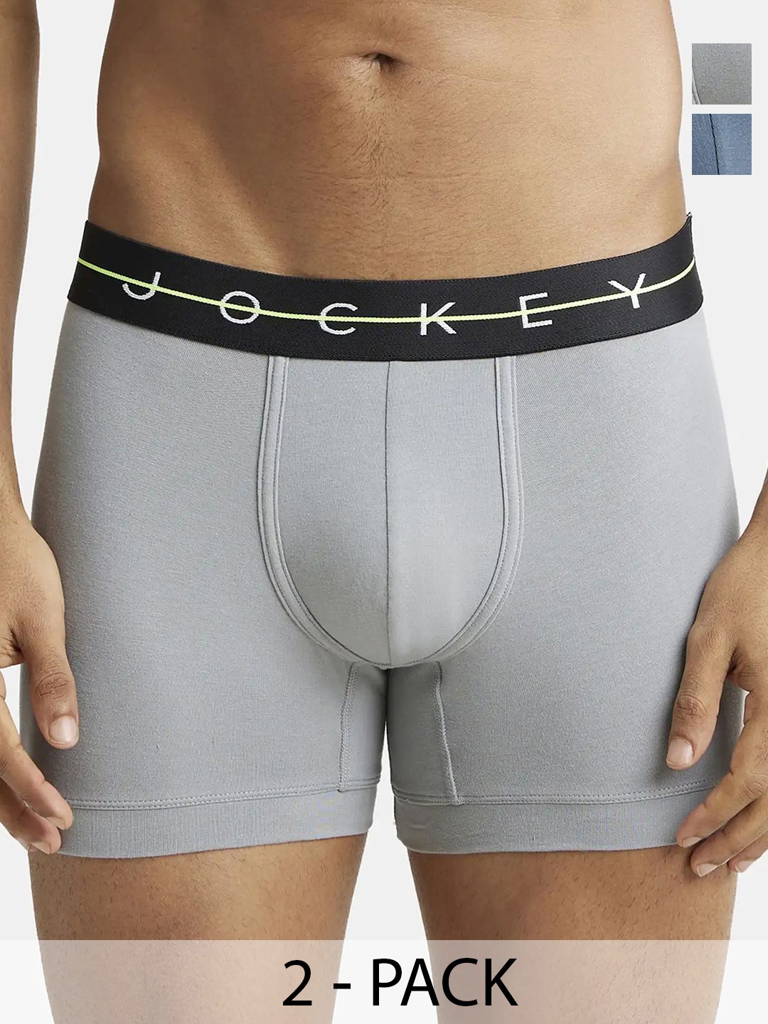 

Jockey Pack of 2 Mid-Rise Outer Elastic Trunks 18618394-1-15860740-1, Grey