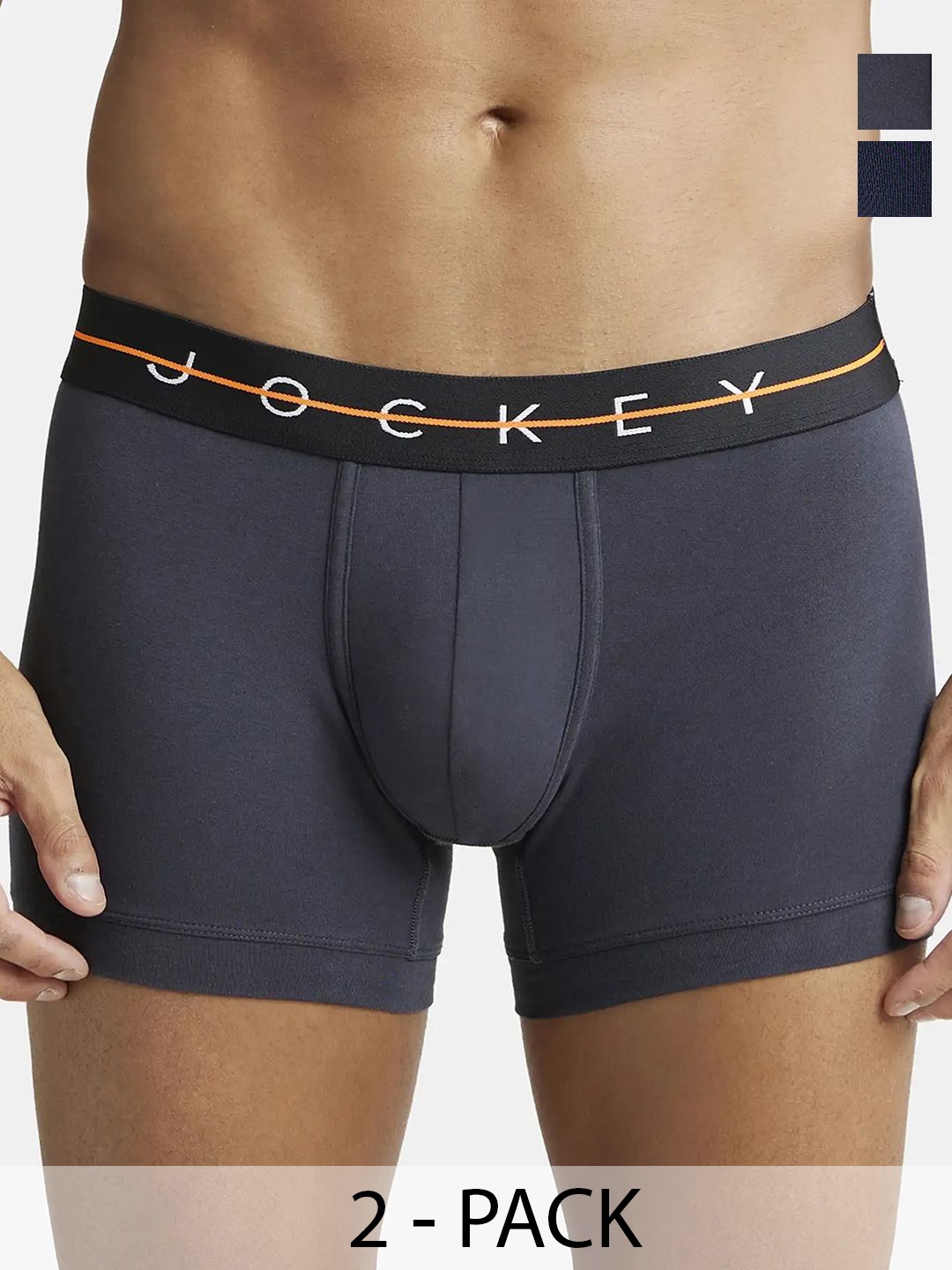 

Jockey Pack of 2 Mid-Rise Outer Elastic Trunks 18618382-1-15860744-1, Grey