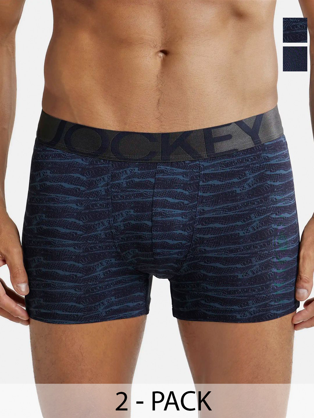 

Jockey Pack of 2 Printed Mid-Rise Outer Elastic Trunks 15860744-1-18712678-1, Navy blue