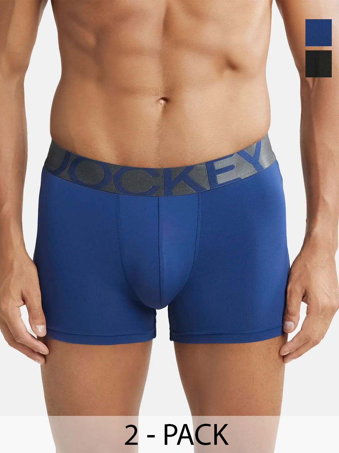 

Jockey Pack of 2 Mid-Rise Outer Elastic Trunks 10588336-1-11036254-1, Blue