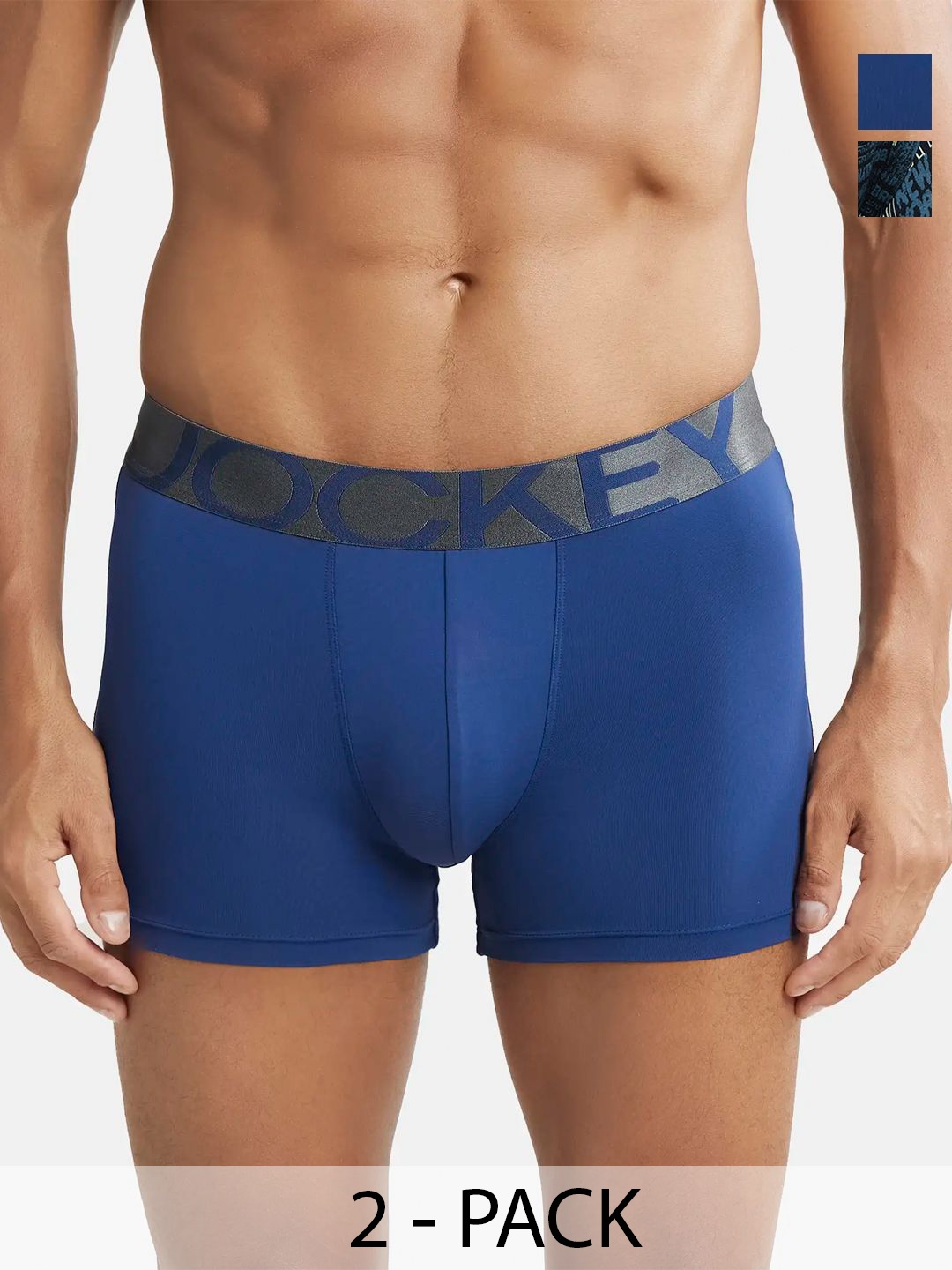 

Jockey Pack of 2 Mid-Rise Outer Elastic Trunks 10588336-1-19636152-1, Navy blue