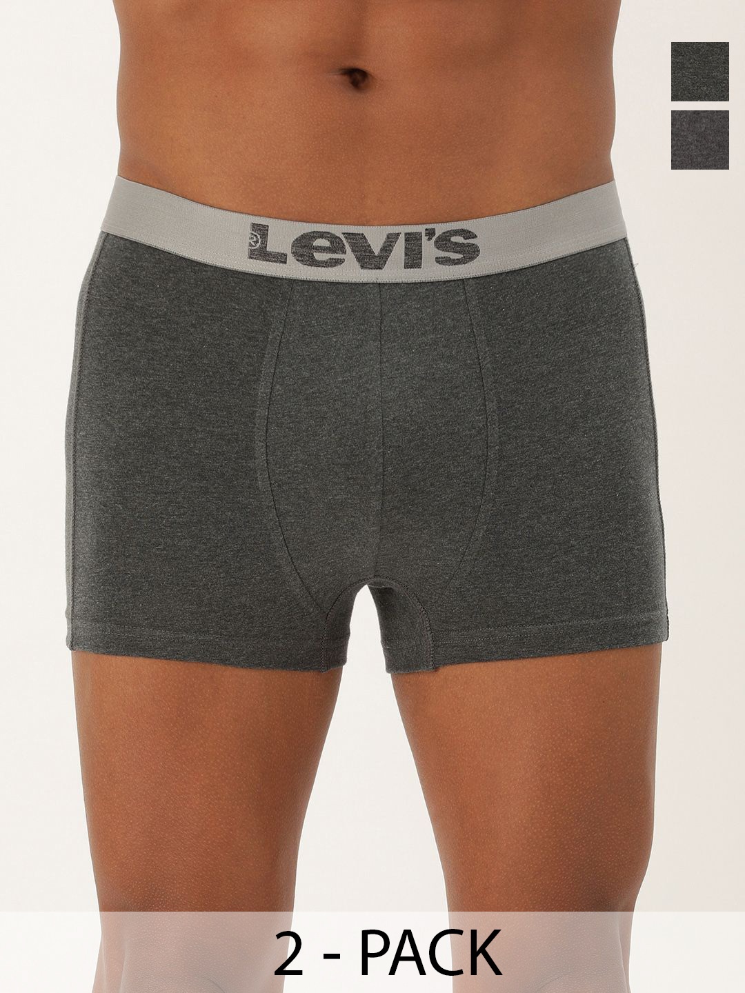 

Levis Pack of 2 Mid-Rise Outer Elastic Trunks 9261053-1-9261103-1, Grey melange