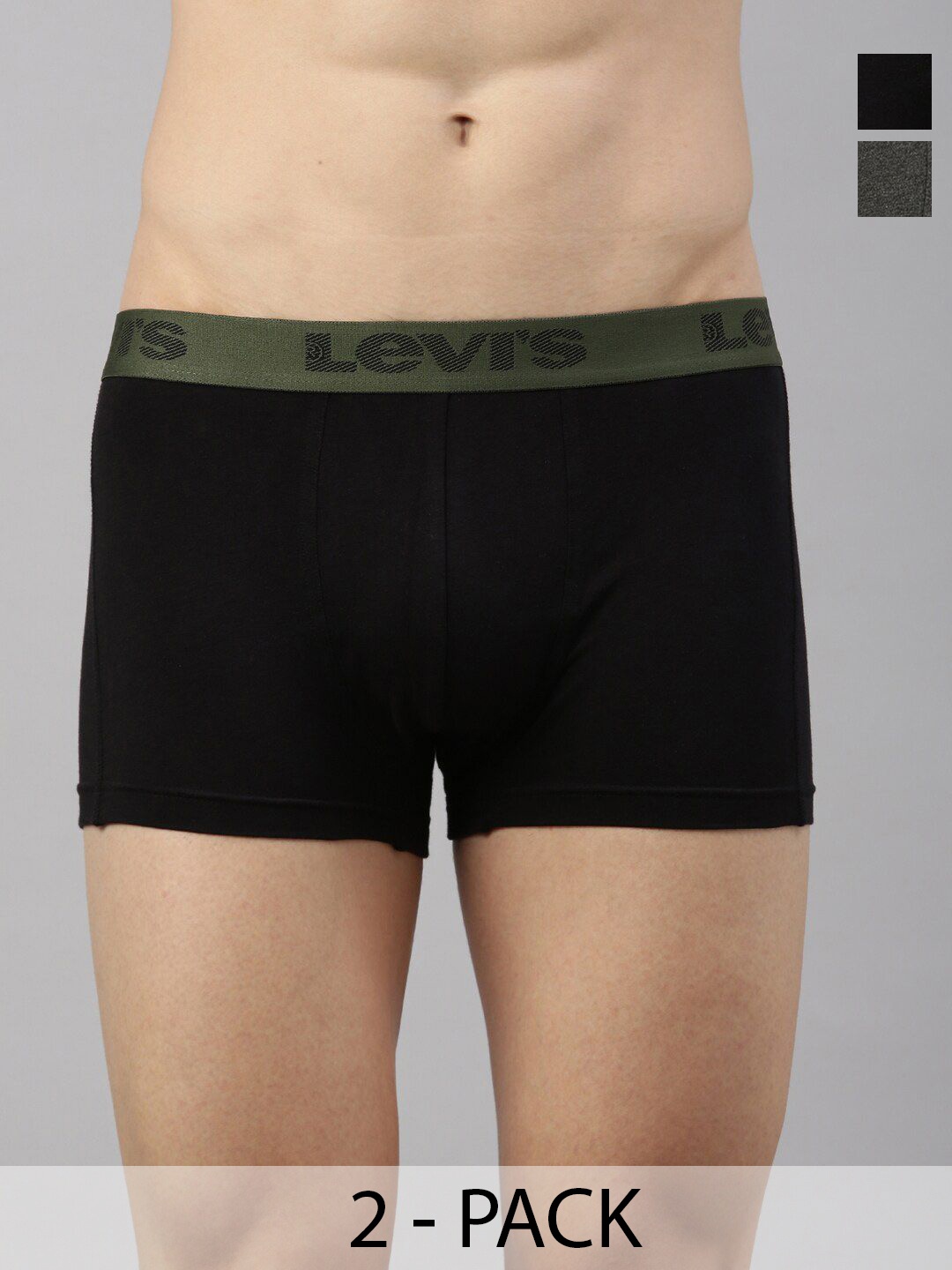 

Levis Pack of 2 Mid-Rise Outer Elastic Trunks 9261103-1-17989518-1, Black