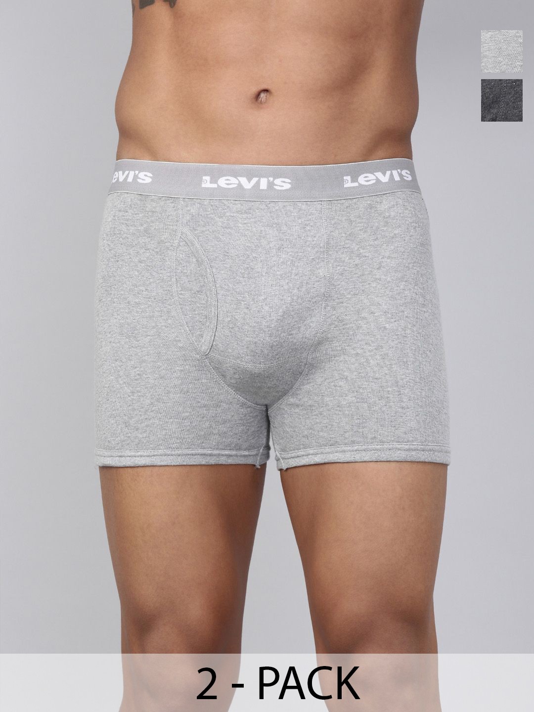 

Levis Pack of 2 Mid-Rise Outer Elastic Trunks 12032664-1-9261285-1, Grey melange