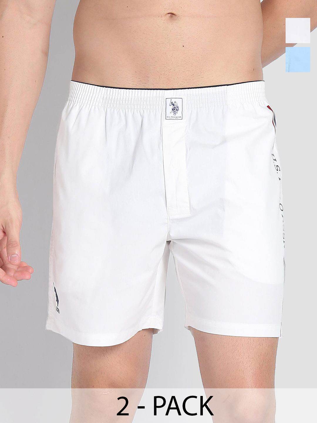 

U.S. Polo Assn. Pack of 2 Pure Cotton Boxers 25048638-1-25048626-1, White