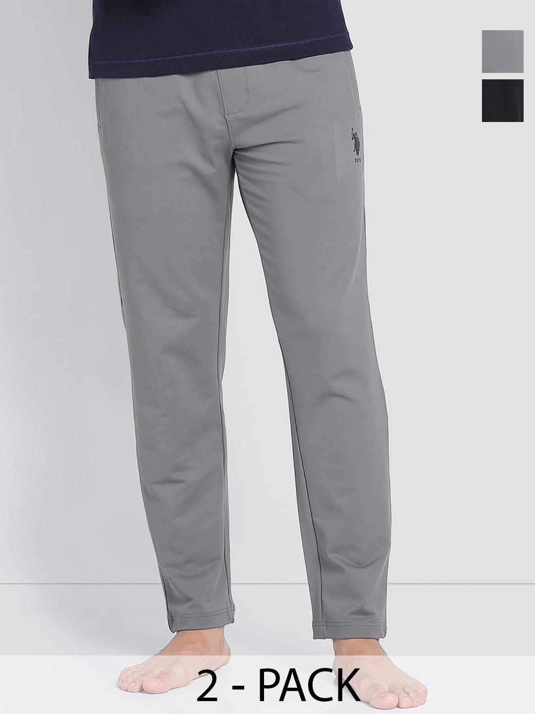 

U.S. Polo Assn. Pack of 2 Mid-Rise Cotton Straight Lounge Pants, Grey