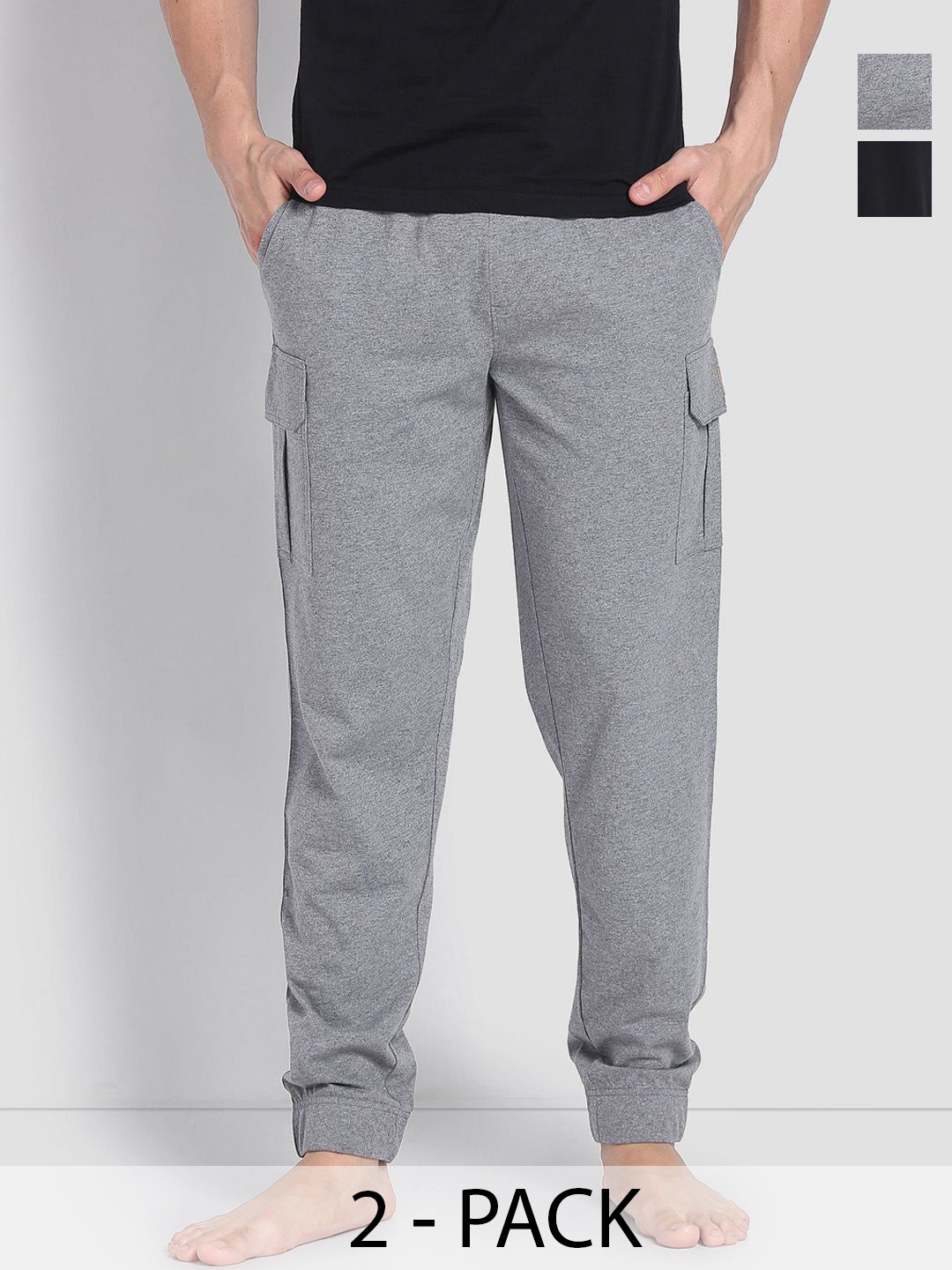 

U.S. Polo Assn. Pack of 2 Men Mid-Rise Cotton Joggers Lounge Pants, Grey