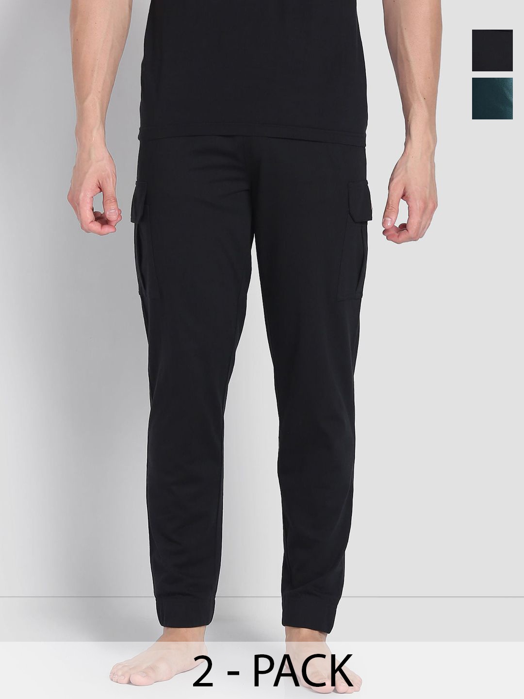 

U.S. Polo Assn. Pack of 2 Men Mid-Rise Cotton Joggers Lounge Pants, Black