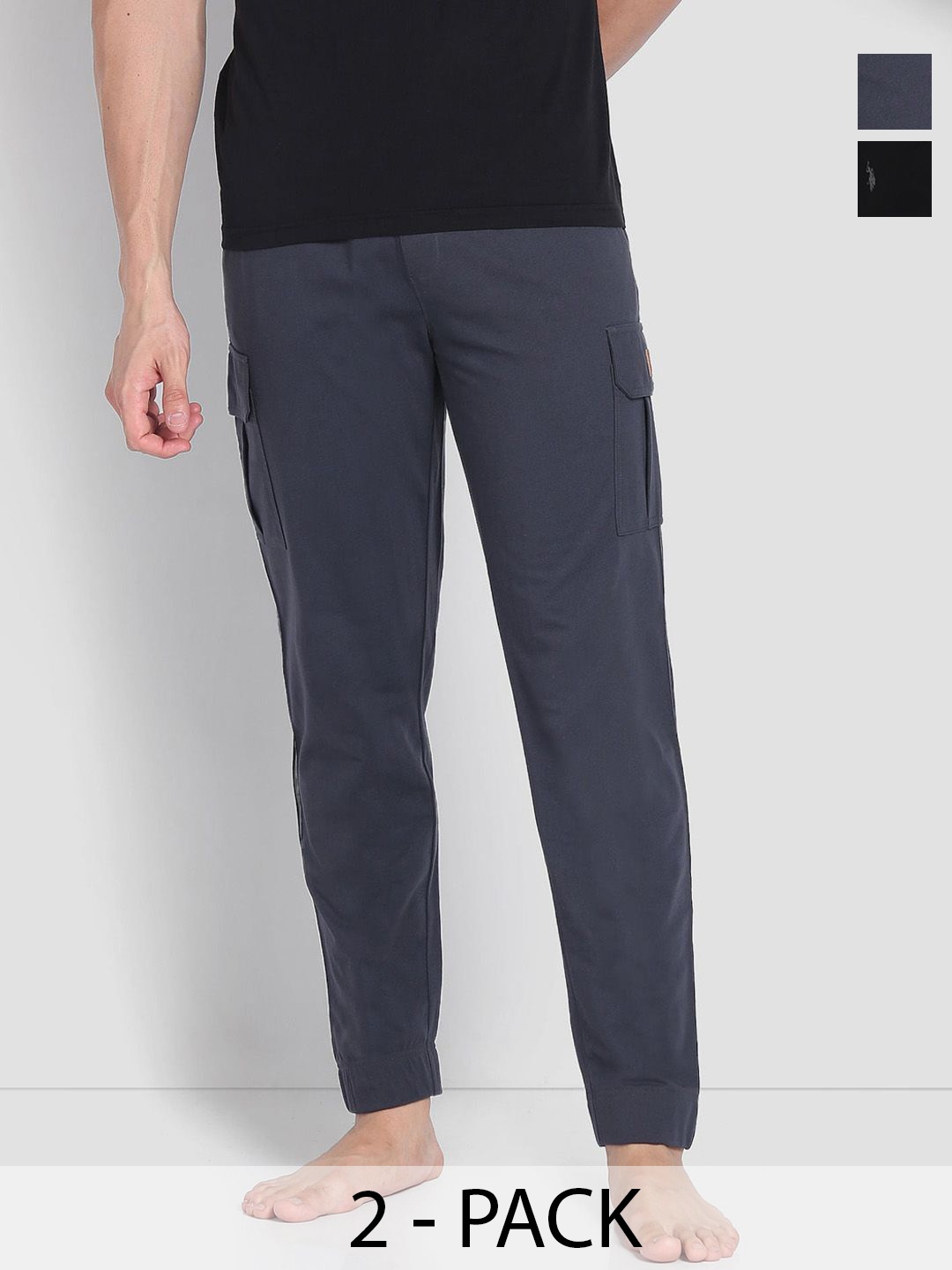 

U.S. Polo Assn. Pack of 2 Mid-Rise Cotton Joggers Lounge Pants, Grey