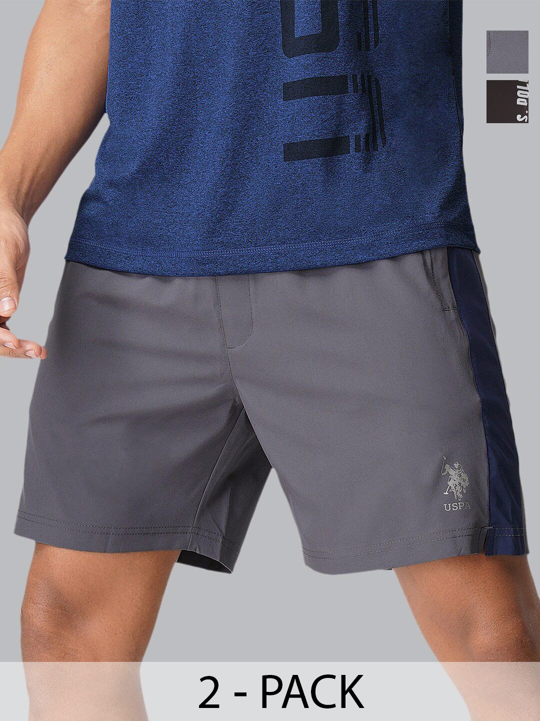 

U.S. Polo Assn. Pack of 2 Mid-Rise Lounge Shorts, Grey