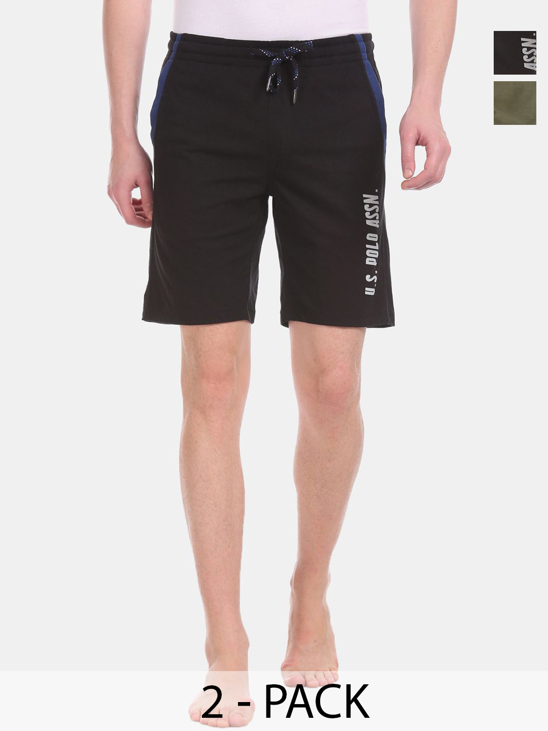 

U.S. Polo Assn. Pack of 2 Mid-Rise Cotton Lounge Shorts, Black