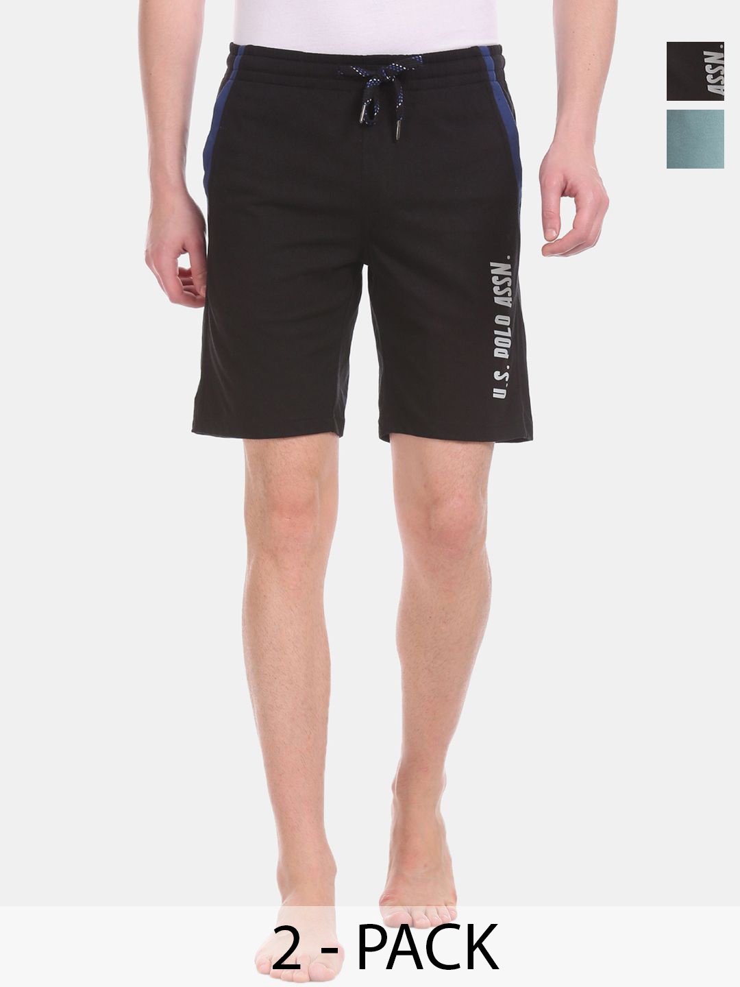 

U.S. Polo Assn. Pack of 2 Mid-Rise Cotton Lounge Shorts, Black