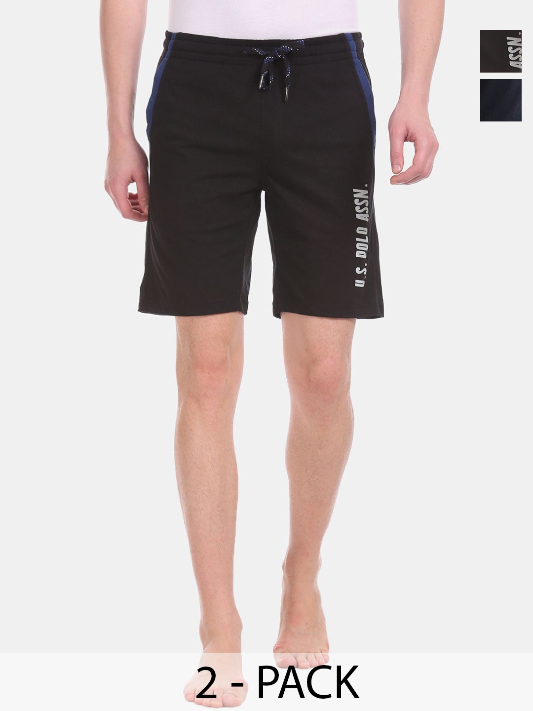 

U.S. Polo Assn. Pack of 2 Mid-Rise Cotton Lounge Shorts, Black