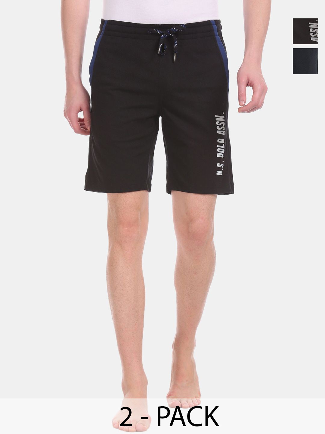 

U.S. Polo Assn. Pack of 2 Mid-Rise Cotton Lounge Shorts, Black