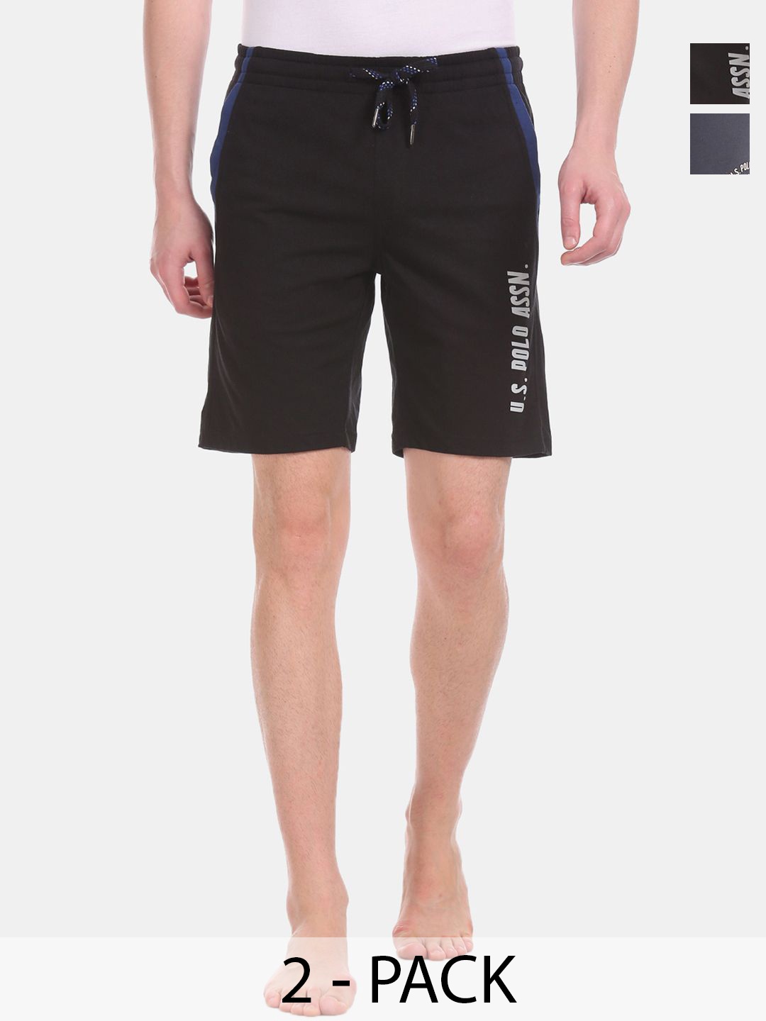 

U.S. Polo Assn. Pack of 2 Mid-Rise Cotton Lounge Shorts, Black