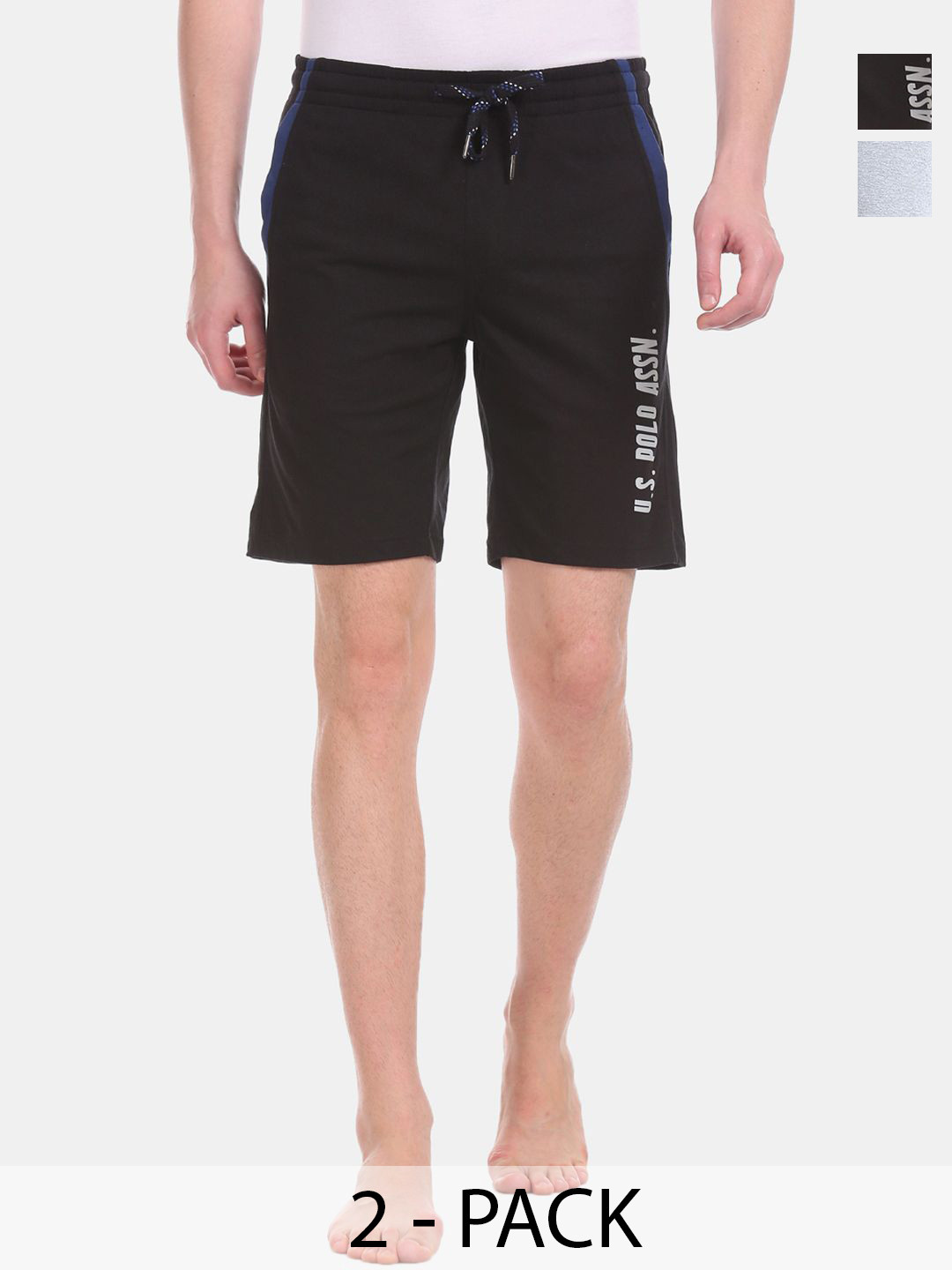 

U.S. Polo Assn. Pack of 2 Mid-Rise Cotton Lounge Shorts, Black