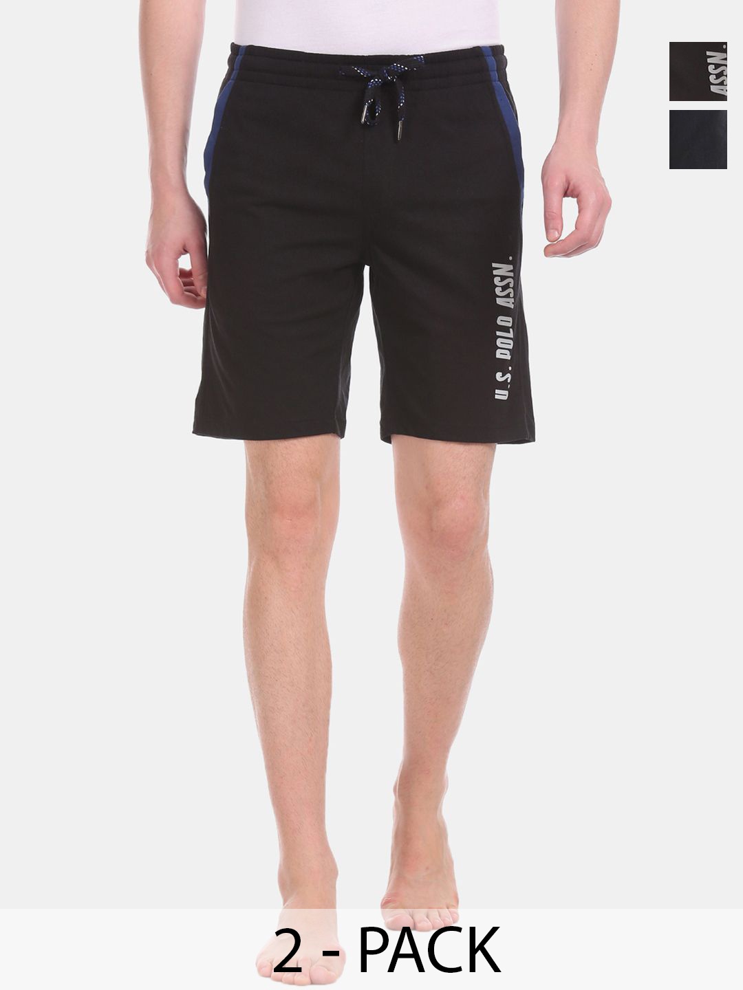 

U.S. Polo Assn. Pack of 2 Mid-Rise Cotton Lounge Shorts, Black