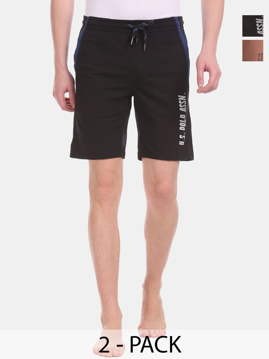 

U.S. Polo Assn. Pack of 2 Mid-Rise Cotton Lounge Shorts, Black