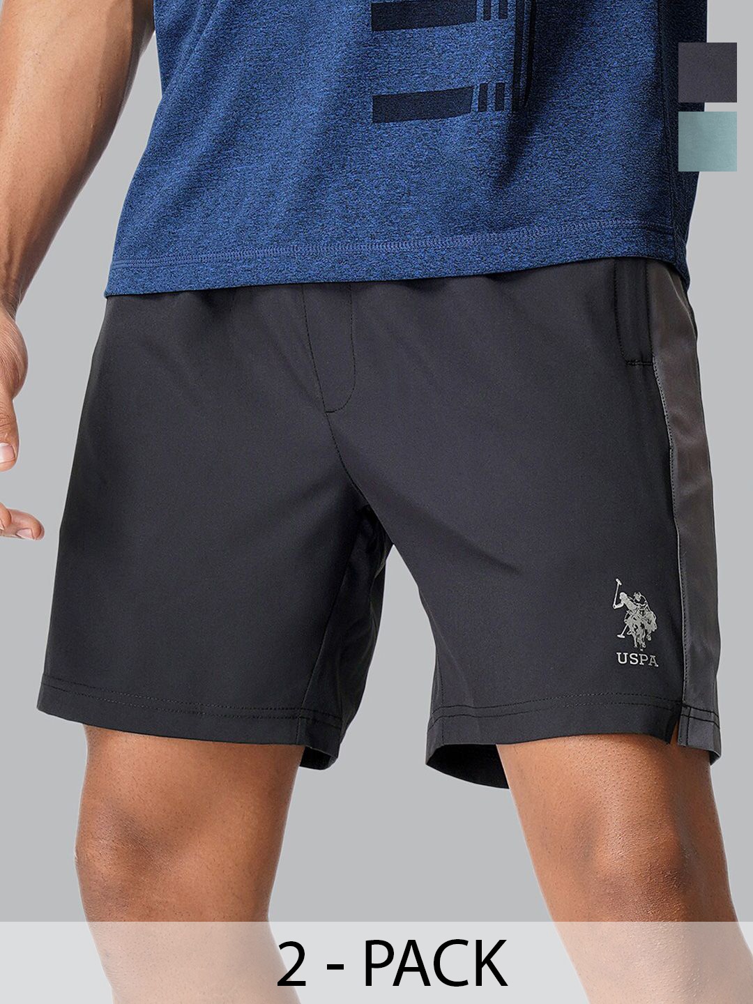

U.S. Polo Assn. Pack of 2 Men Mid-Rise Lounge Shorts, Black