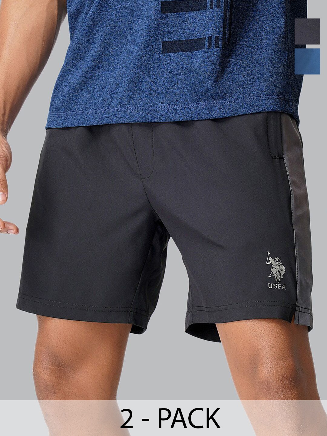 

U.S. Polo Assn. Pack of 2 Men Mid-Rise Lounge Shorts, Black