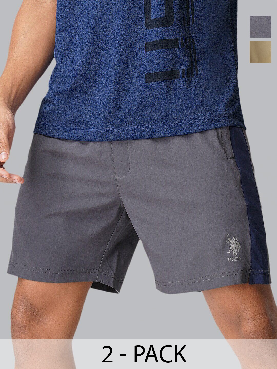 

U.S. Polo Assn. Pack of 2 Mid-Rise Lounge Shorts, Grey