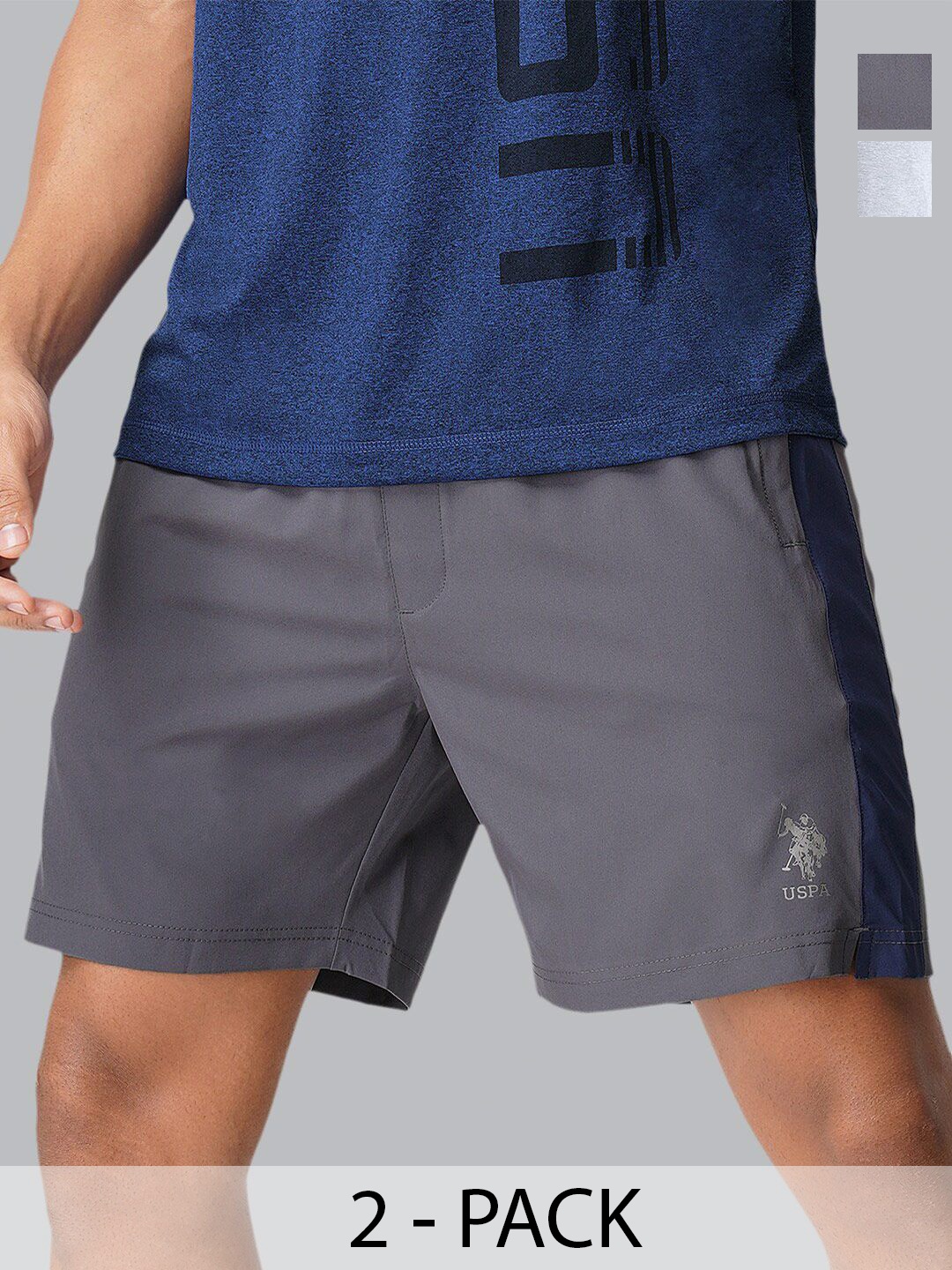 

U.S. Polo Assn. Pack of 2 Mid-Rise Lounge Shorts, Grey