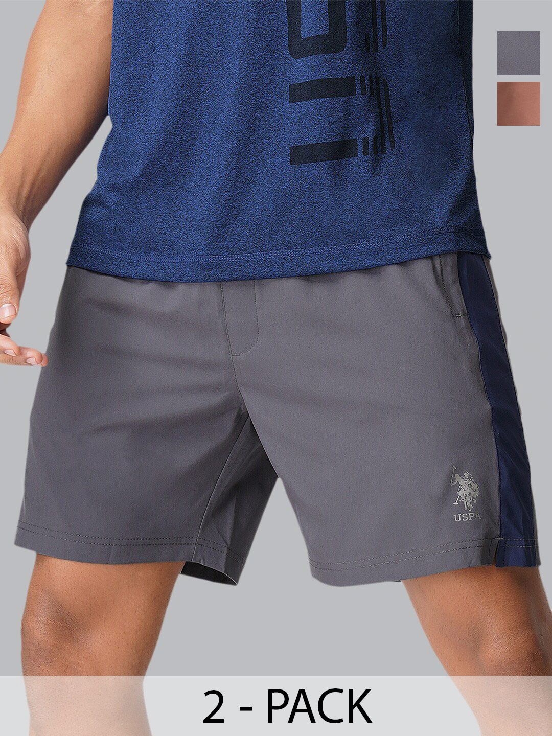 

U.S. Polo Assn. Pack of 2 Mid-Rise Lounge Shorts, Grey