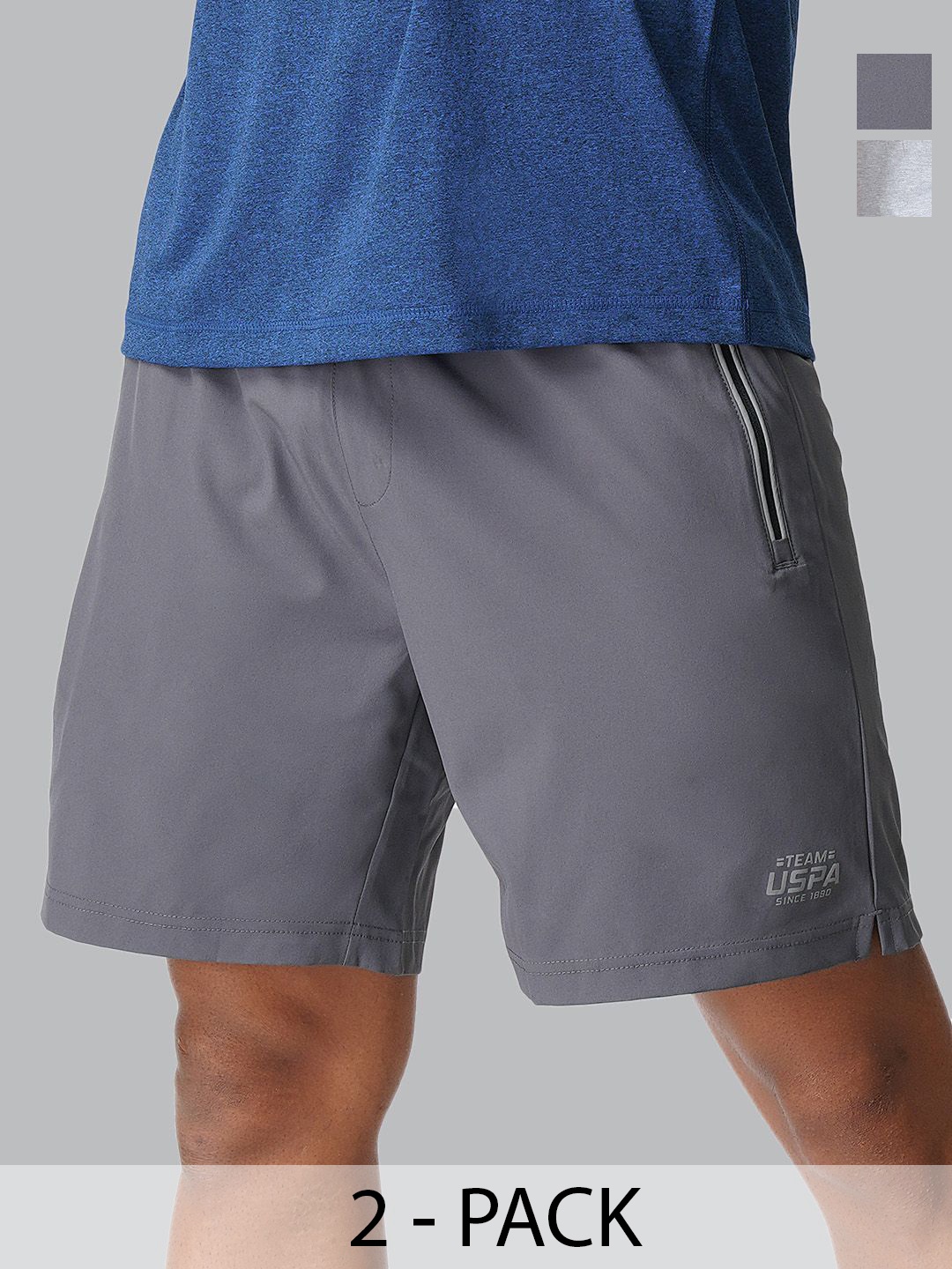

U.S. Polo Assn. Pack of 2 Mid-Rise Lounge Shorts, Grey