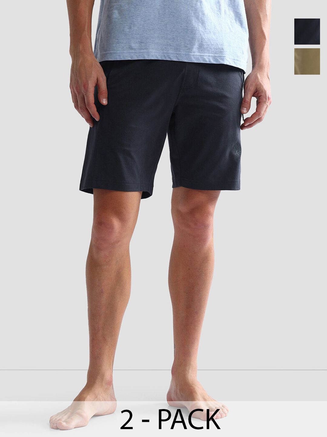 

U.S. Polo Assn. Pack of 2 Mid-Rise Cotton Lounge Shorts, Blue
