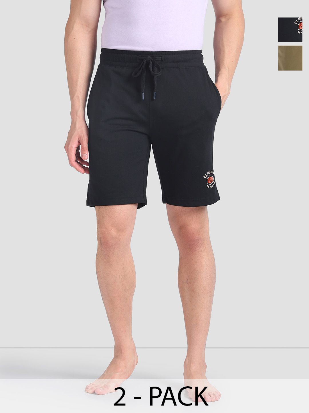 

U.S. Polo Assn. Pack of 2 Mid-Rise Lounge Shorts, Black