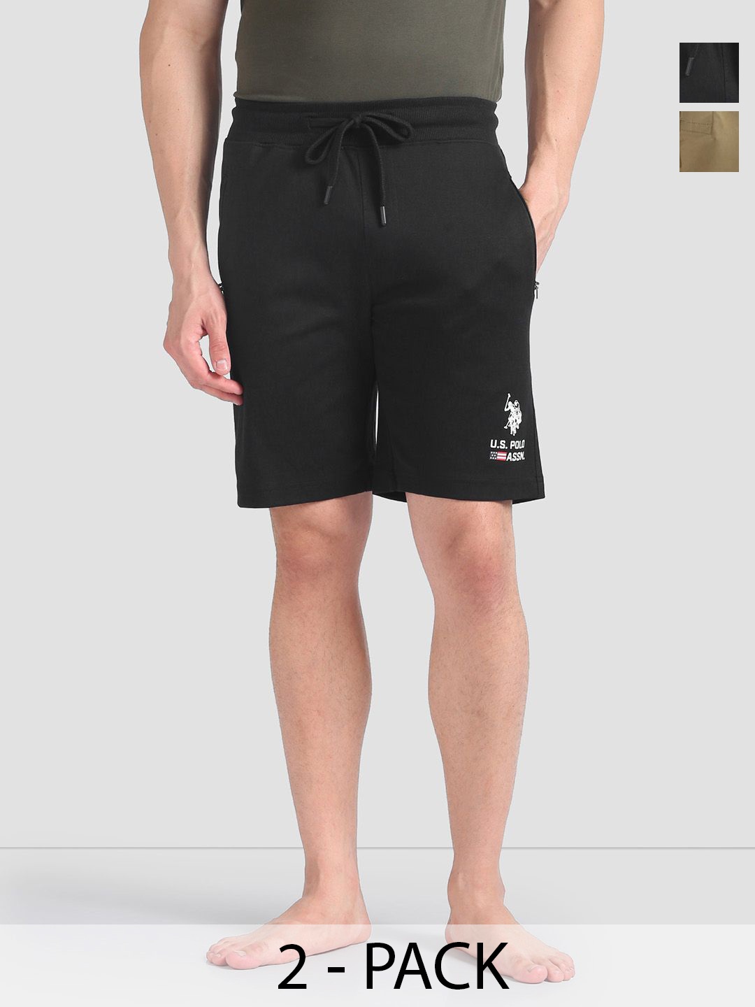 

U.S. Polo Assn. Pack of 2 Mid-Rise Lounge Shorts, Black