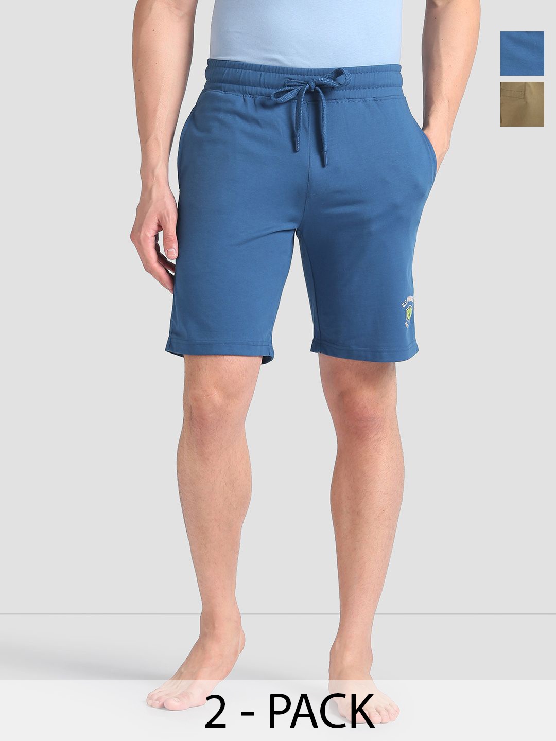 

U.S. Polo Assn. Pack of 2 Mid-Rise Lounge Shorts, Blue