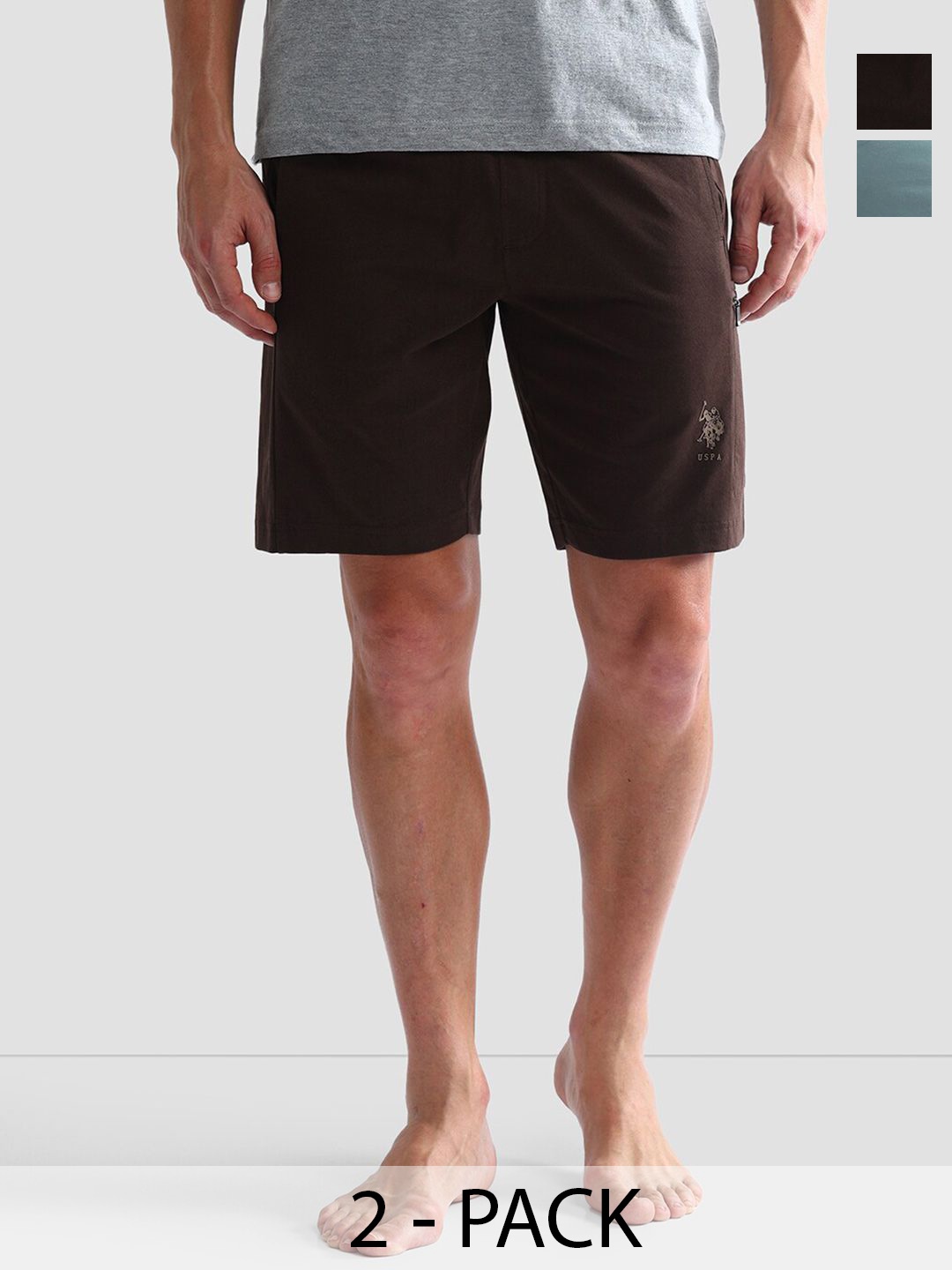 

U.S. Polo Assn. Pack of 2 Mid Rise Lounge Shorts, Brown