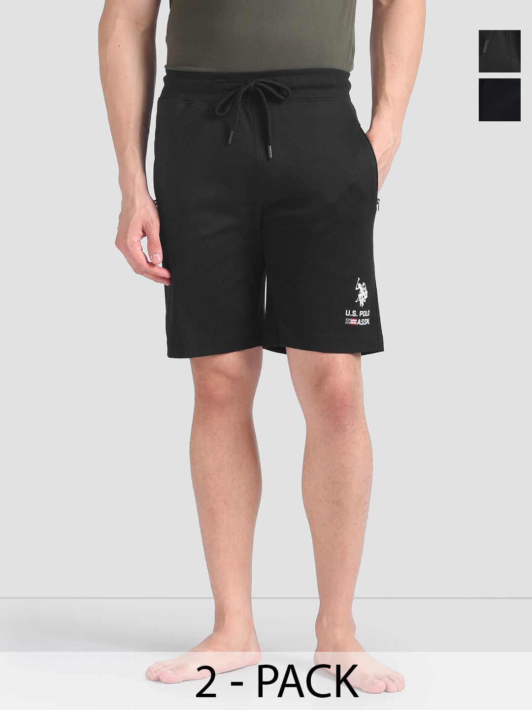 

U.S. Polo Assn. Pack of 2 Mid Rise Lounge Shorts, Black