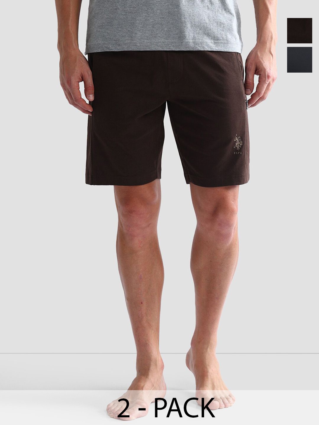 

U.S. Polo Assn. Pack of 2 Mid Rise Lounge Shorts, Brown