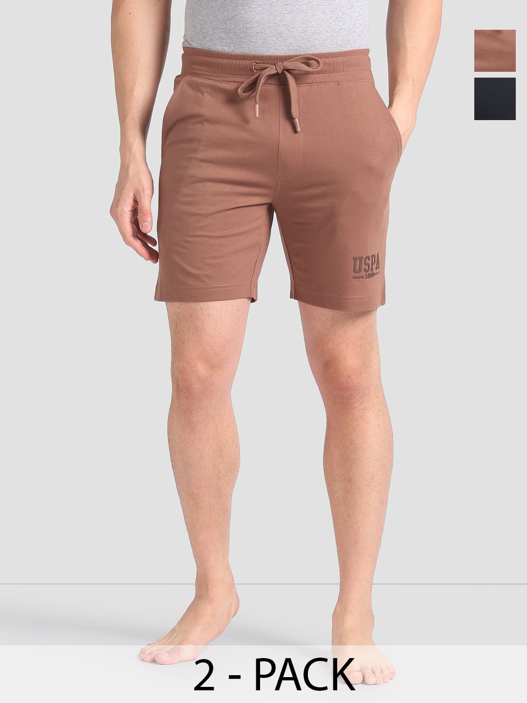 

U.S. Polo Assn. Pack of 2 Mid Rise Lounge Shorts, Beige