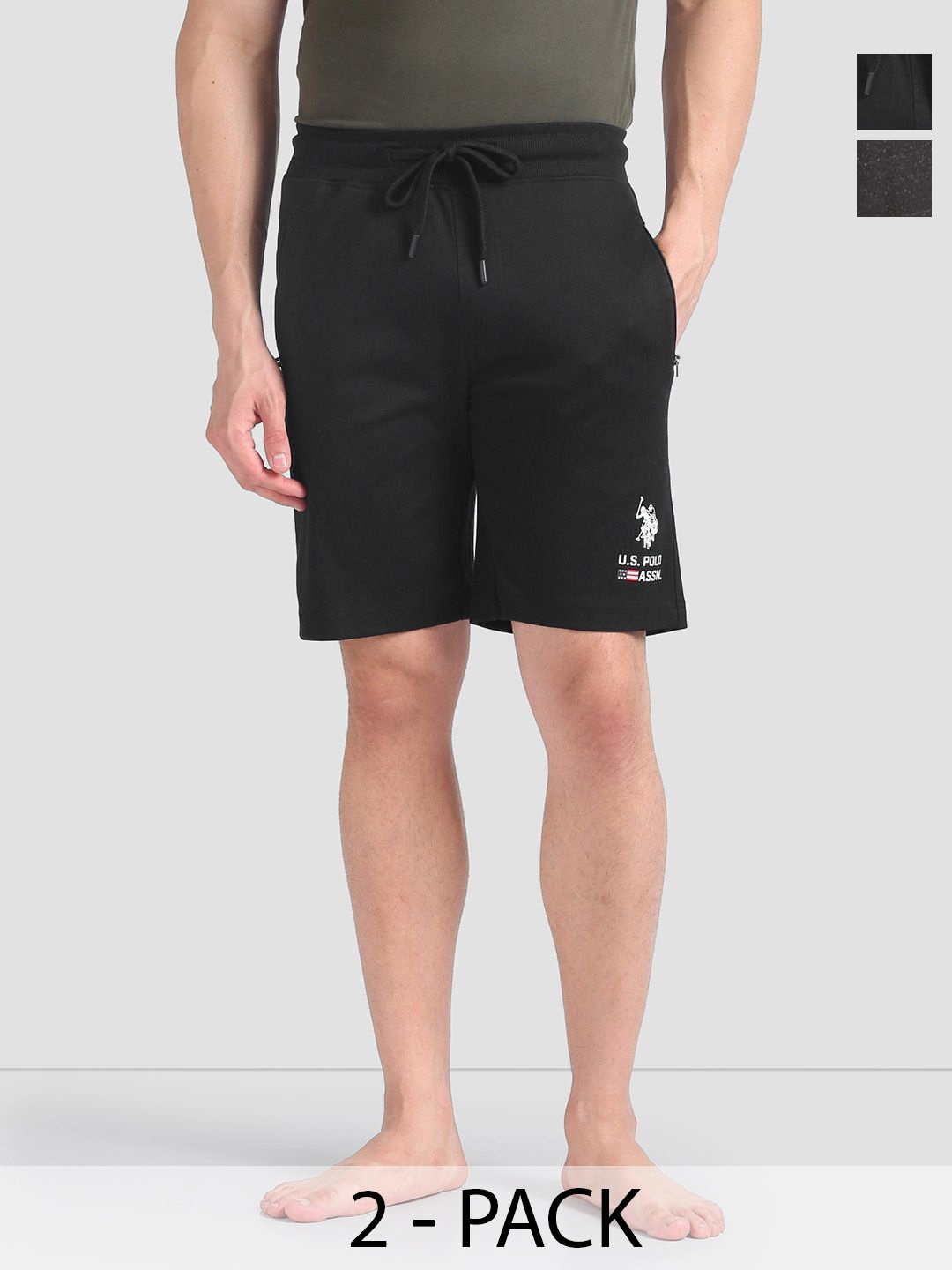 

U.S. Polo Assn. Pack of 2 Mid Rise Lounge Shorts, Black