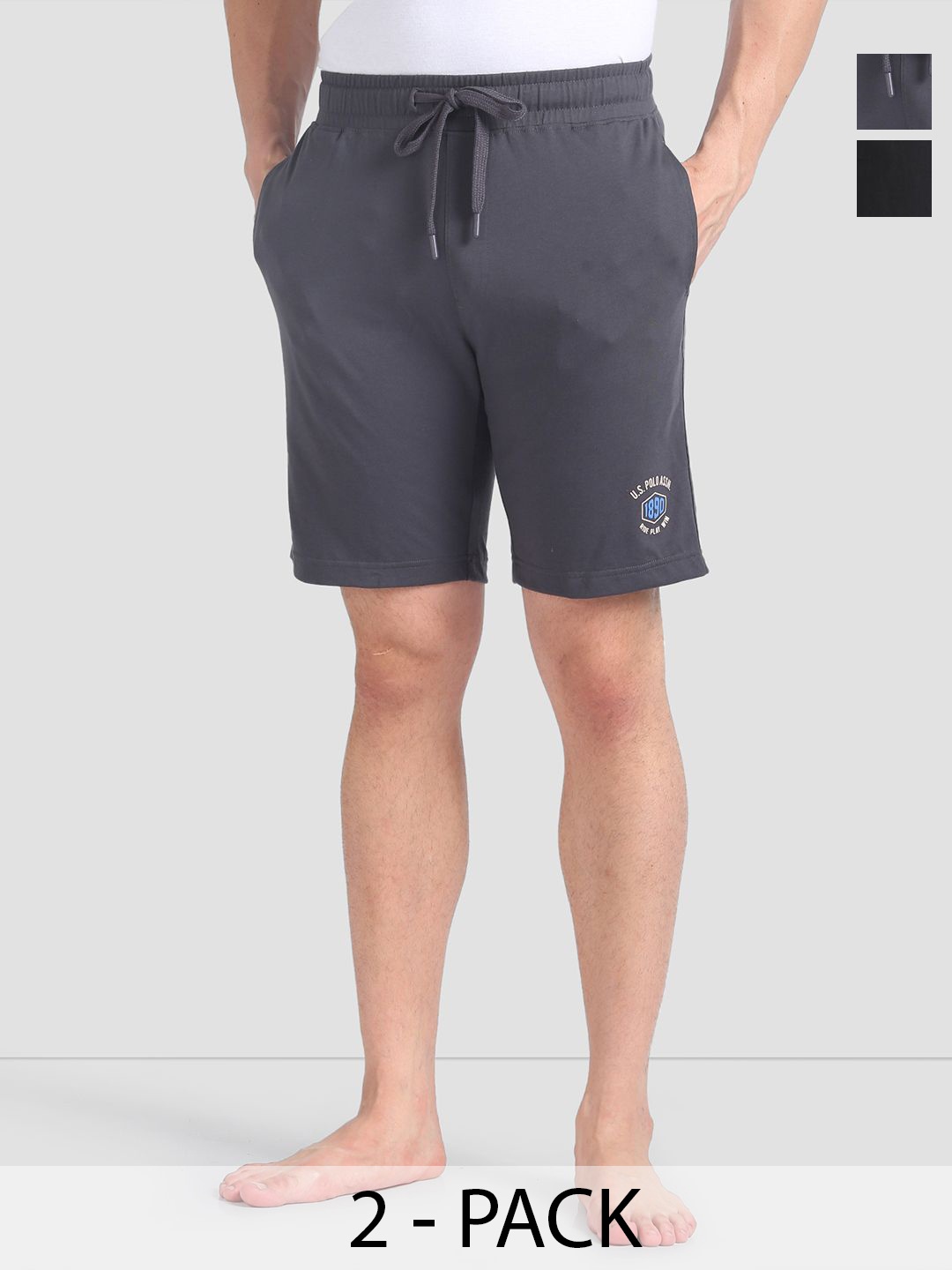 

U.S. Polo Assn. Men Pack Of 2 Mid-Rise Lounge Shorts, Grey
