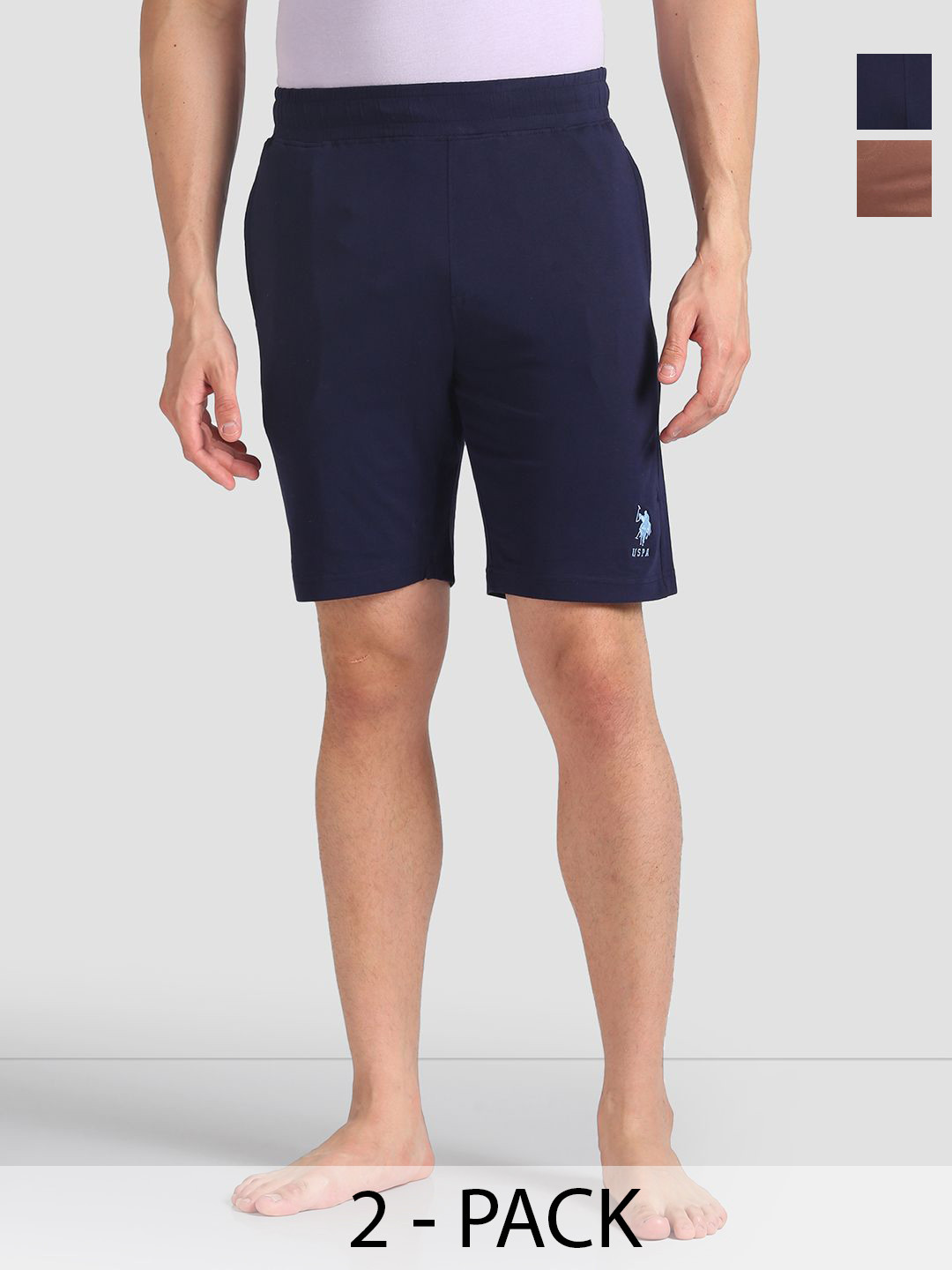 

U.S. Polo Assn. Men Pack Of 2 Mid-Rise Lounge Shorts, Navy blue