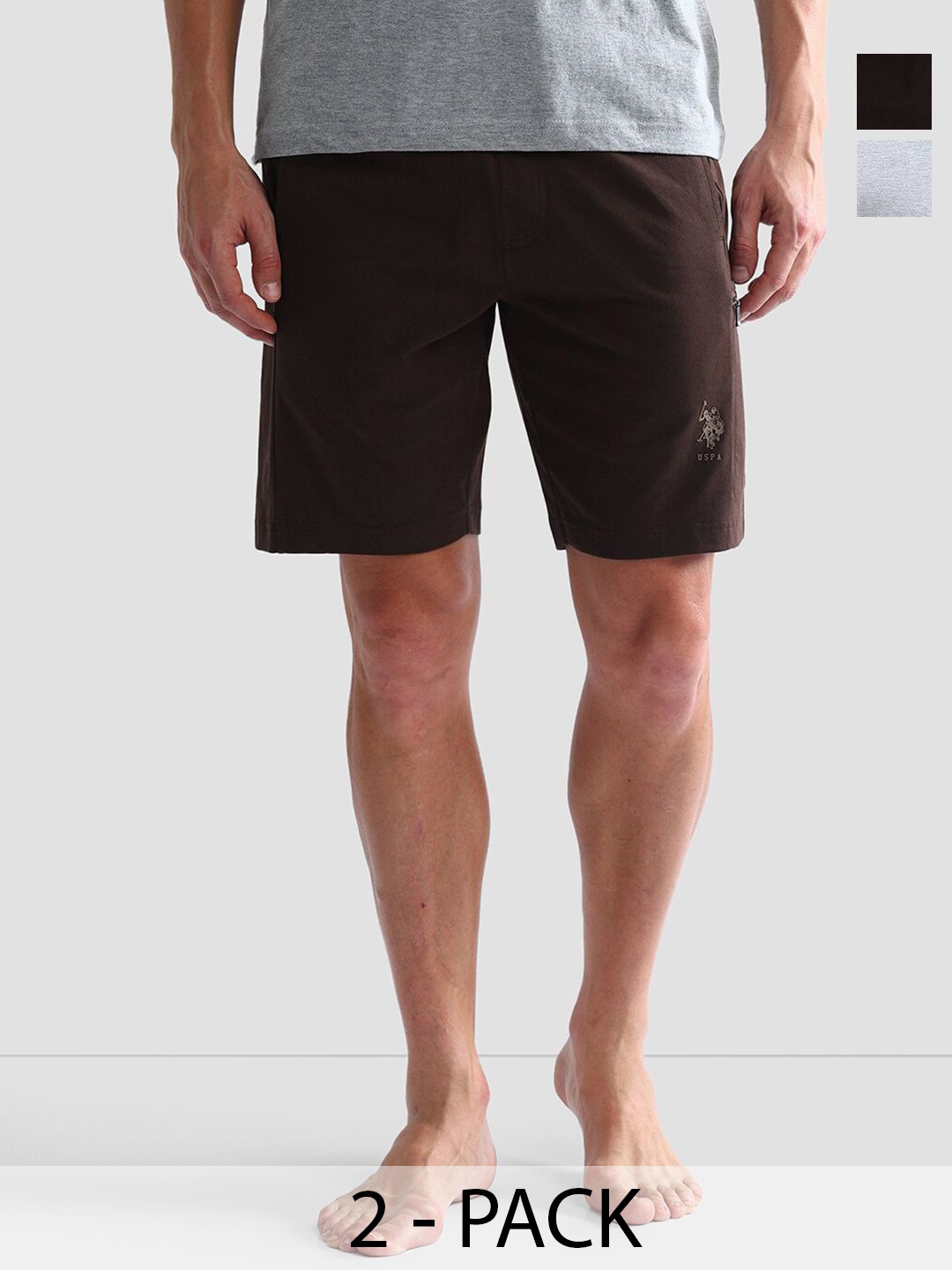 

U.S. Polo Assn. Men Pack Of 2 Mid-Rise Lounge Shorts, Brown