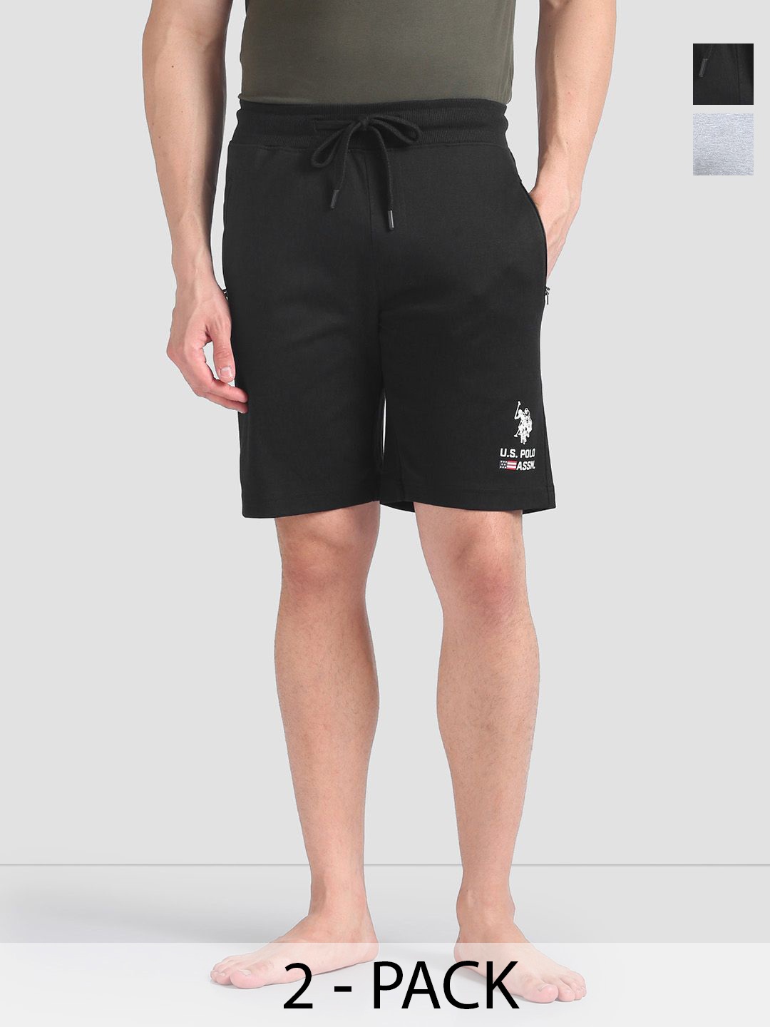 

U.S. Polo Assn. Men Pack Of 2 Mid-Rise Lounge Shorts, Black