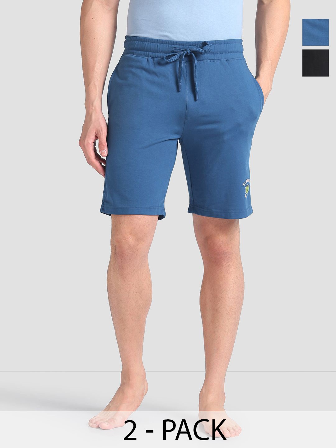

U.S. Polo Assn. Men Pack Of 2 Mid-Rise Lounge Shorts, Blue