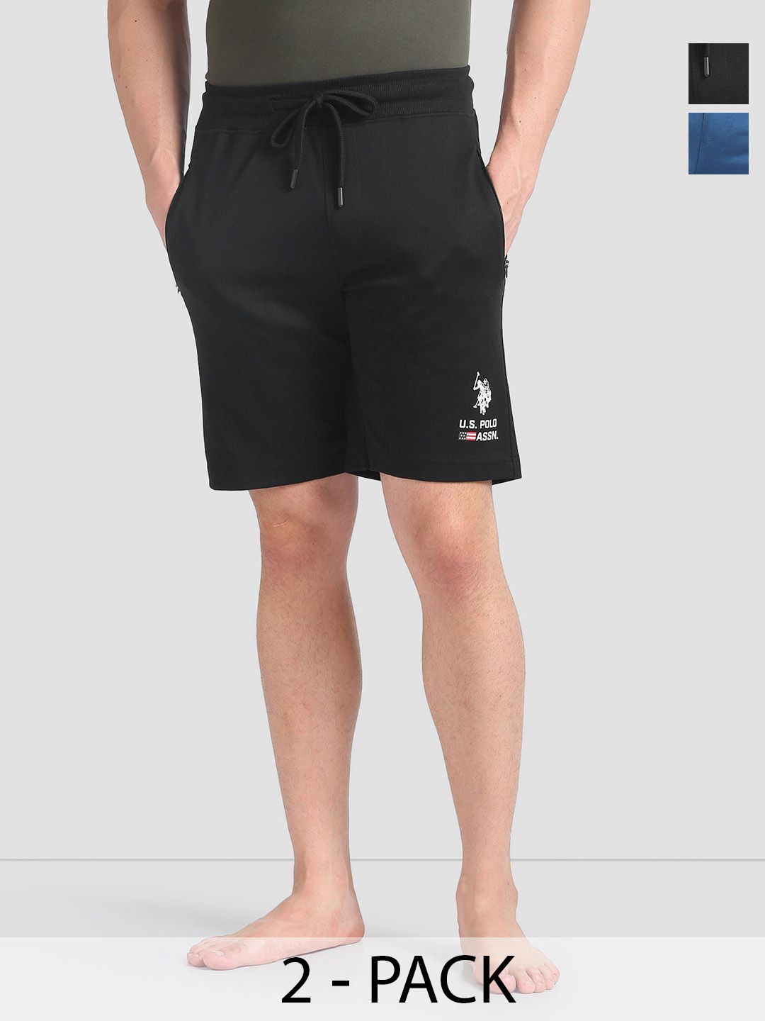 

U.S. Polo Assn. Men Pack Of 2 Mid-Rise Lounge Shorts, Black